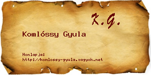 Komlóssy Gyula névjegykártya